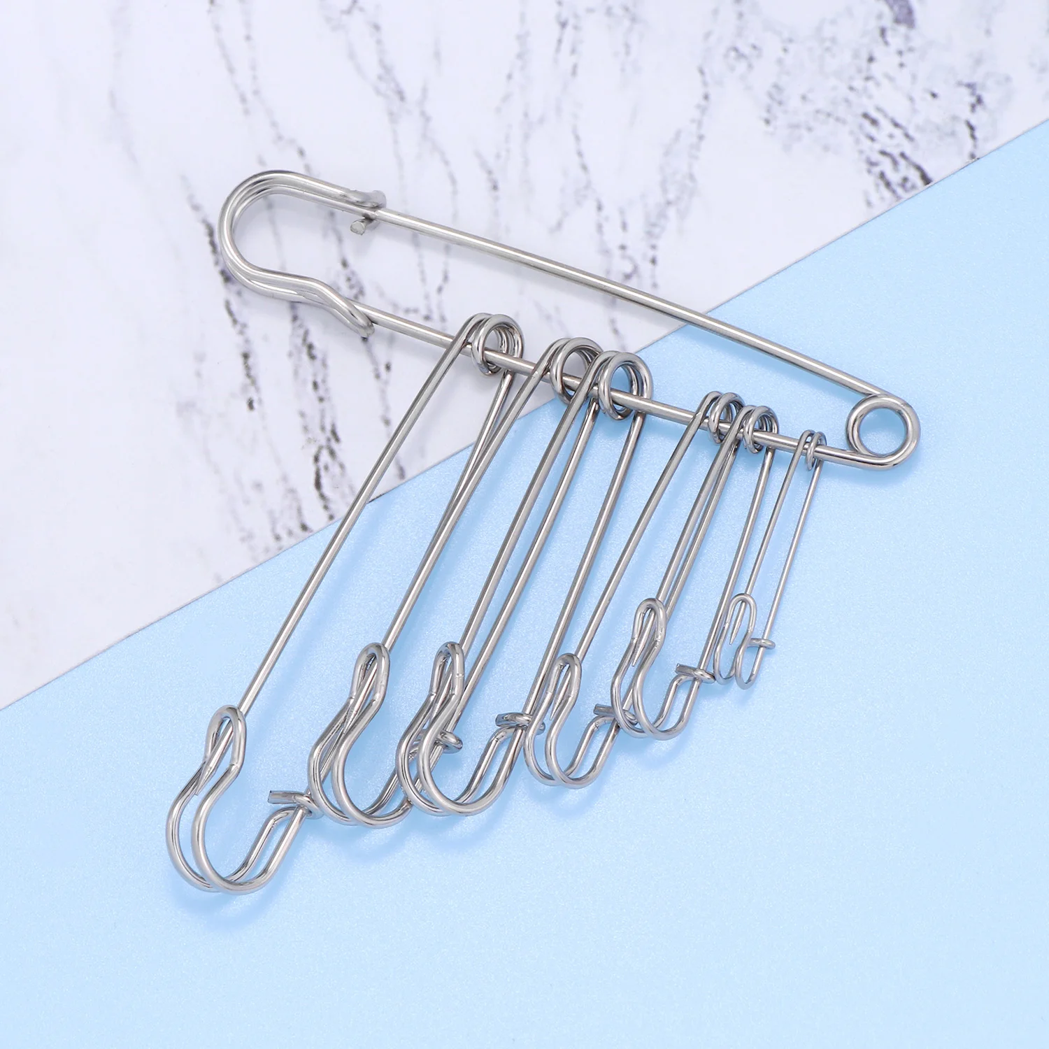 20 Stück/Set Große Metall-Sicherheitsnadeln Länge 50mm Broschennadeln mit Federverschluss DIY Nähwerkzeuge Bekleidungszubehör – Detail 4