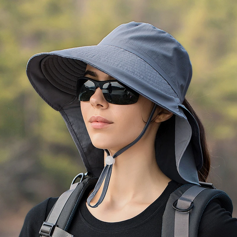 

Designer Lightweight Ponytail Hole Visor Hats Summer Bucket Hats For Women Big Brim Outdoor Eye Protection Sunscreen Cap Sun Hat