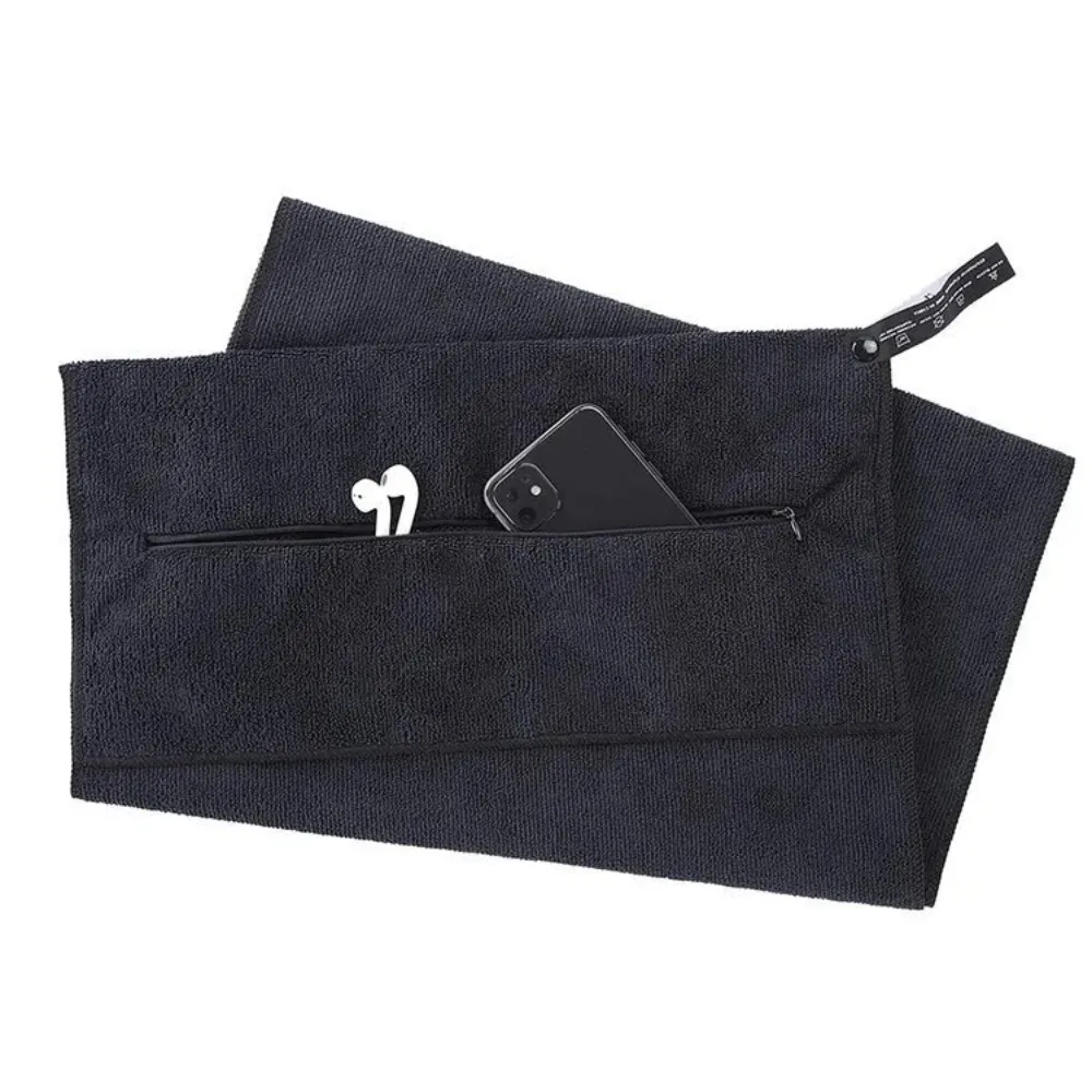 Ultra-Soft Microfiber Fitness Towel with Zipper Pocket and Non-Slip Grip