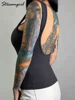 Backless Tank Tops With Built In Bra Women Summer White Sexy Square Neck Sleeveless Beach Tube Top Black Camisole With Shelf Bra - Image 5