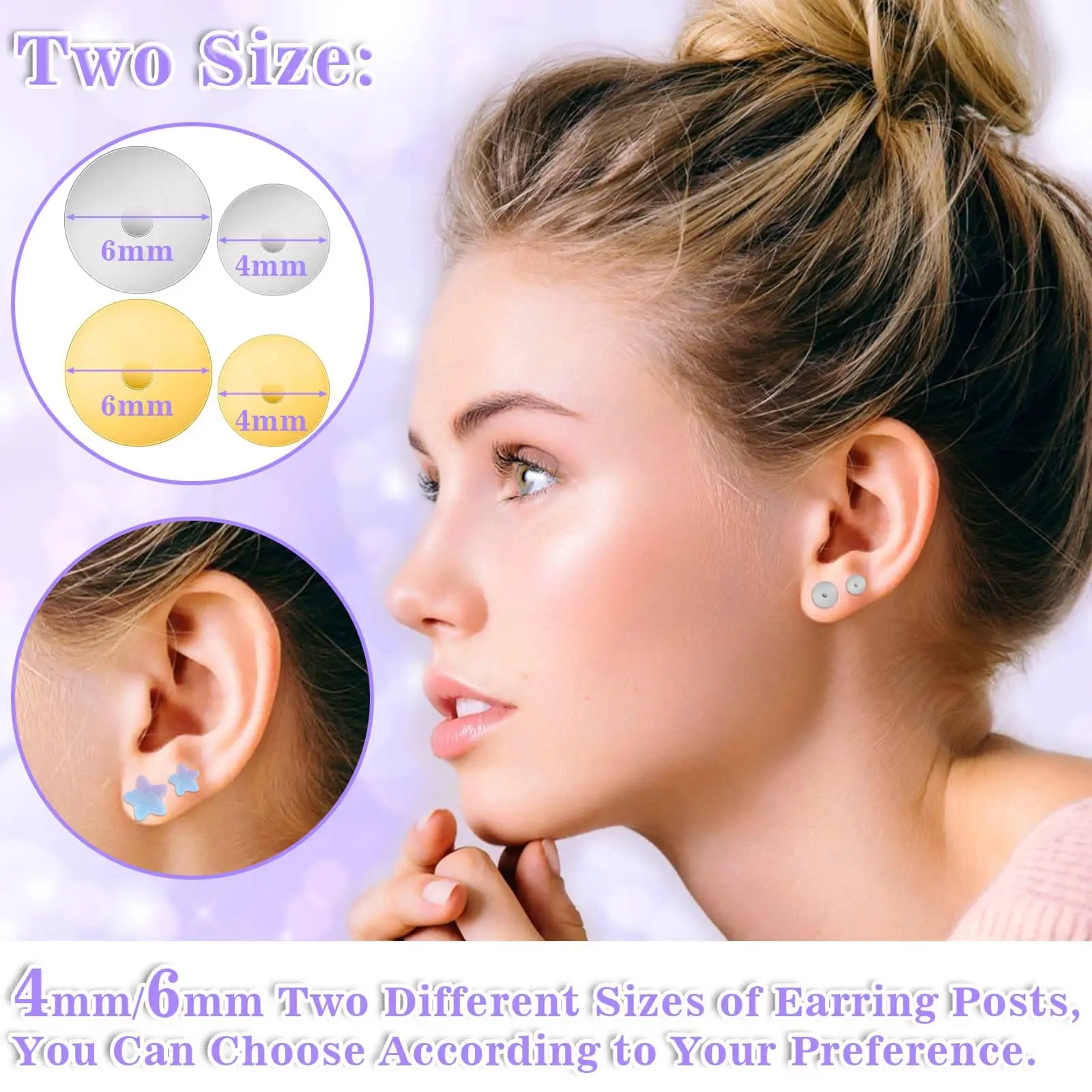 600pcs Stainless Steel Earring Posts Blanks Hypoallergenic Earring Posts with Backs for Jewelry Making Supplies earring posts