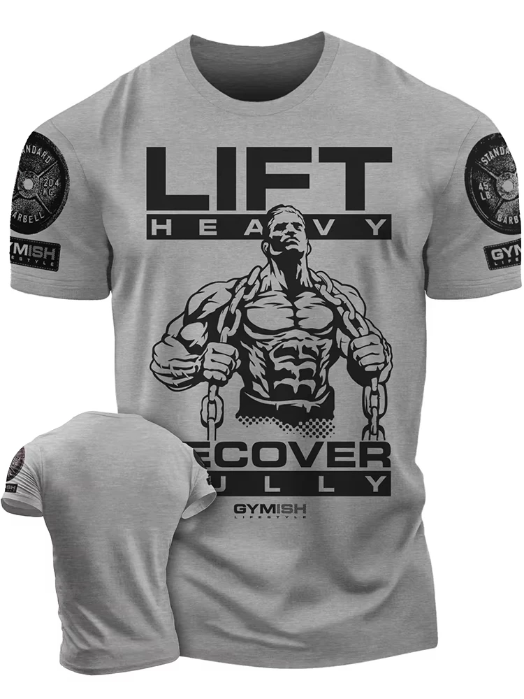 3D Printed Workout T-Shirt Men's Short Sleeves Muscle Man Funny Gym T-Shirt