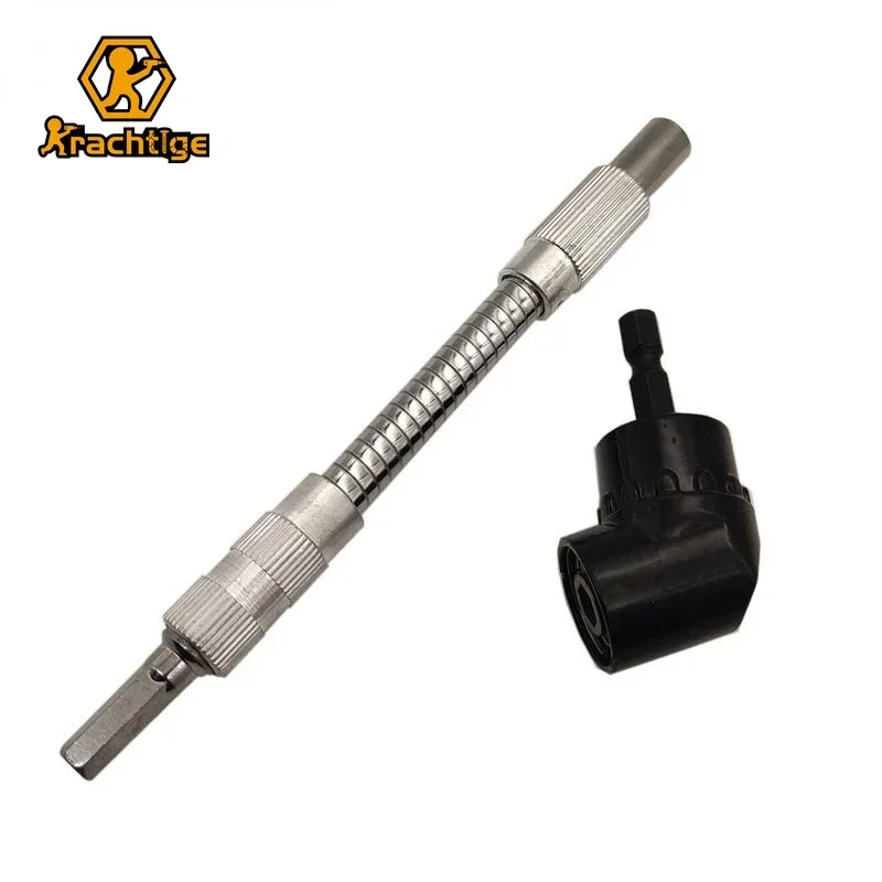 2Pcs 105 Degree Angle Socket Holder Adapter Bits Drill Bit Angle Screw Driver Hex Bit Flexible Shaft 150mm for Wood Drilling