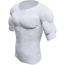  Man Shaper False Muscle Chest T-Shirt Cosplay Bodysuit Elastic Fake Shoulders Padded Underwear Sport Compression T-Shirts Bra 