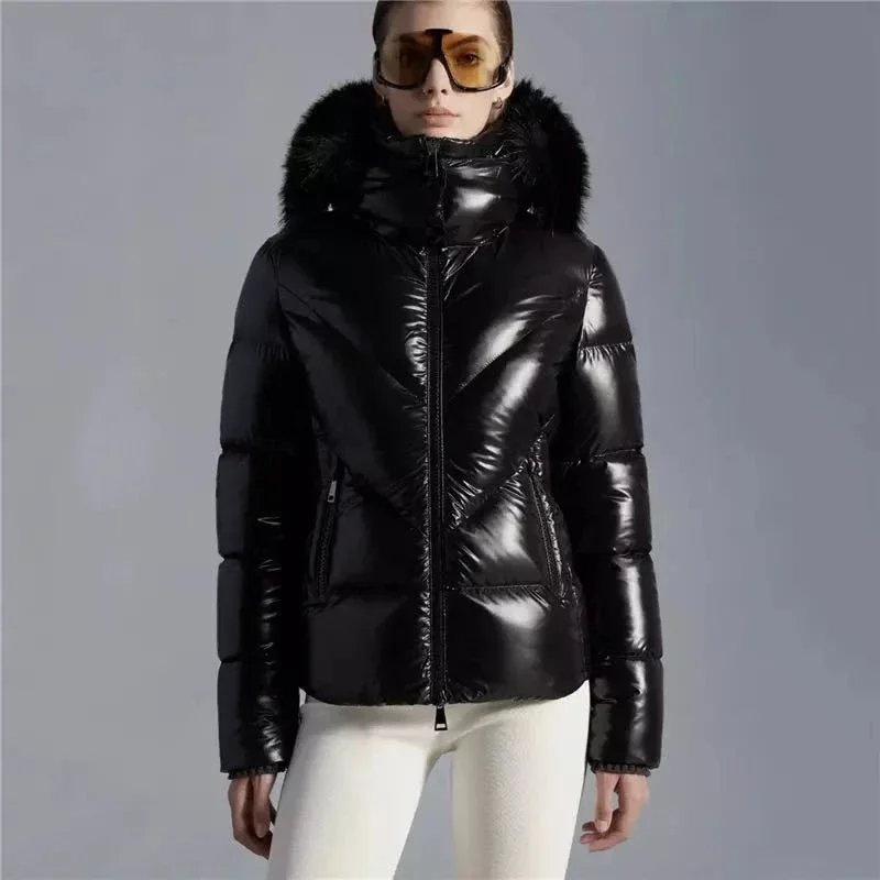 

High Quality Winter Women Down Coat Velvet Fur Hooded Jackets with 90% White Duck Down Fillers Casual Thicker Outerwear Jacket