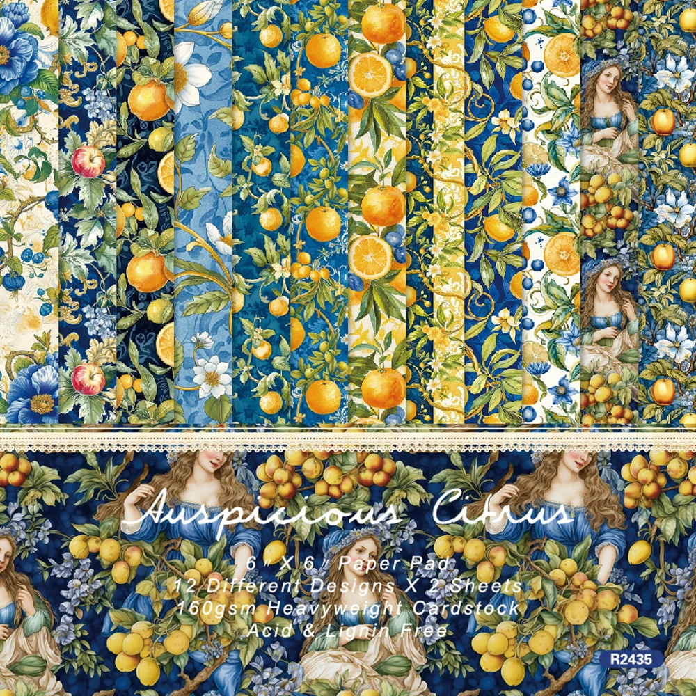 KLJUYP 오렌지 포레스트 종이, 스크랩북 패턴 종이 팩, DIY 공예 배경 종이, 6 X6, 24 매