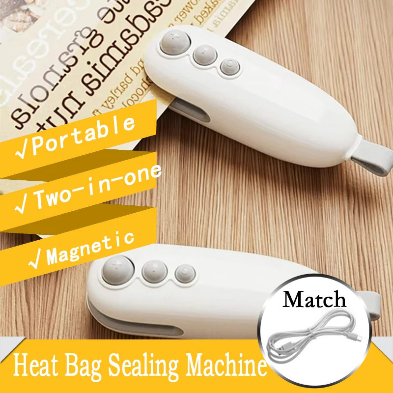 Mini Sealing Machine Plastic Rechargable Heat Sealer Home 2 In 1 Snack ...