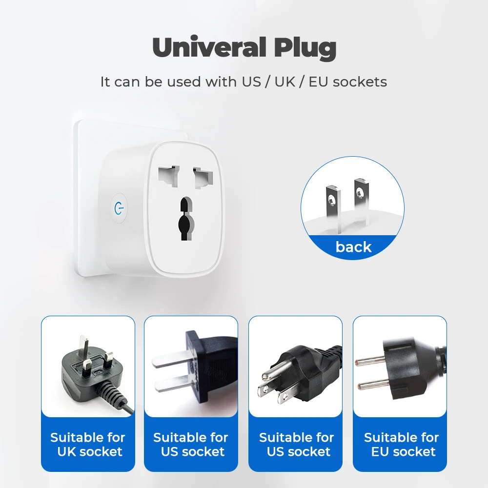   16A  Tuya Wifi Ʈ  Us To Eu Uk ÷ ܼƮ , Ÿ̹    Ȩ Alexa