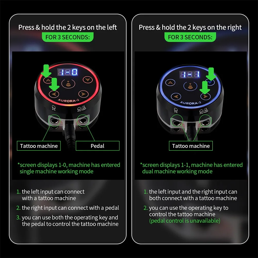 Tattoo Pen Dual Input Power Supply Controller Digital LCD Touch Screen Battery Supply Connector For Rotary Coil Tattoo Machine