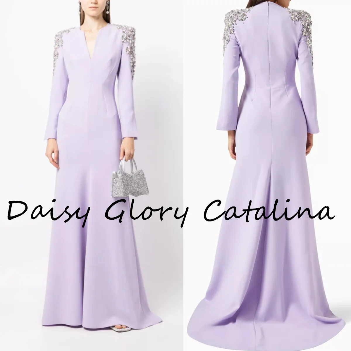 

Lilac Purple V Neck Prom Dresses gala 2024 Evening Dress For Women Mermaid Saudi Arabia Cocktail Occasion Wedding Party Dress
