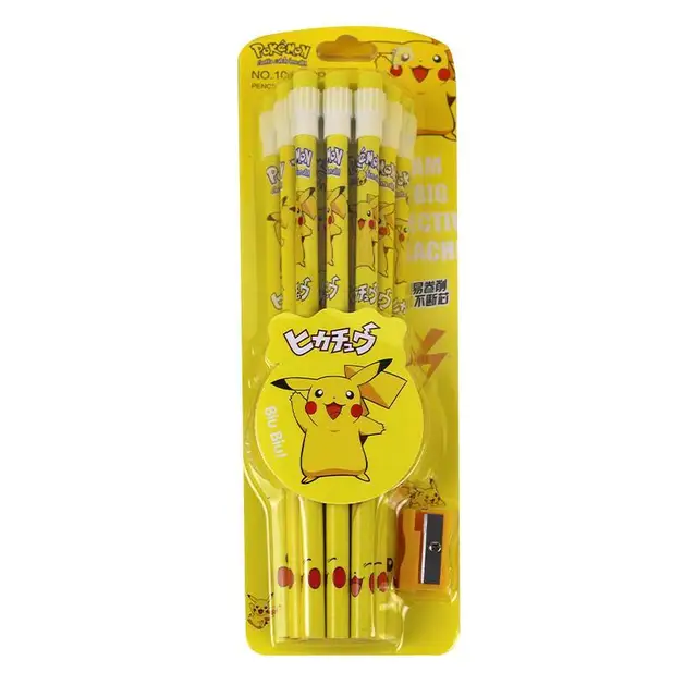 Pokemon Pikachu Pencil For Pupils Hb Pens For Writing Letters With Big Head Rubber Pencil Stationery Aliexpress