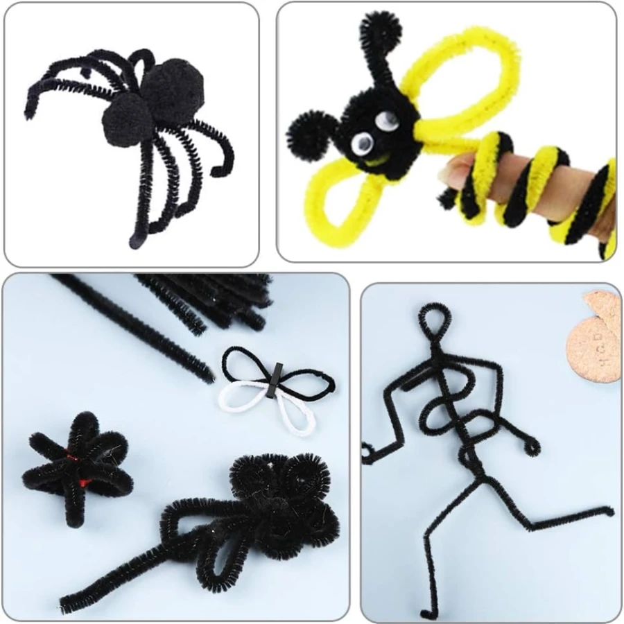 Pipe Cleaners, 300pcs Pipe Cleaners Black, 11.8 Ins Cleaners Craft, Chenille Stems, Great for DIY Arts and Crafts Projects