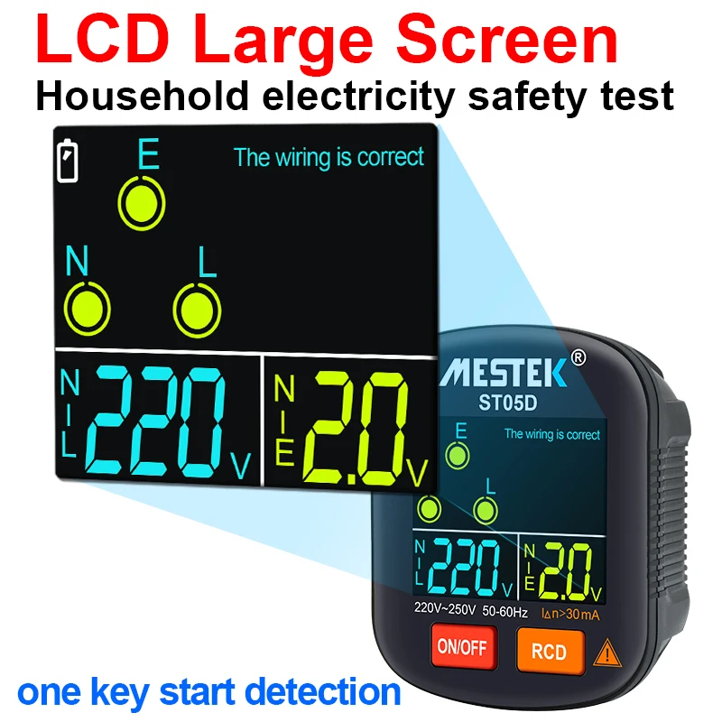Mestek Socket Tester Outlet Tester RCD GFCI NCV Test Outlet checker EU US UK Plug Ground Zero Line 30mA Smart Socket Detector 3