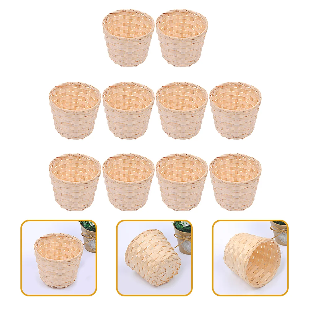 

10 Pcs Woven Basket Storage Wedding Decor for Party Favors Weave Chocolatera Flower Wood Baskets Crafts