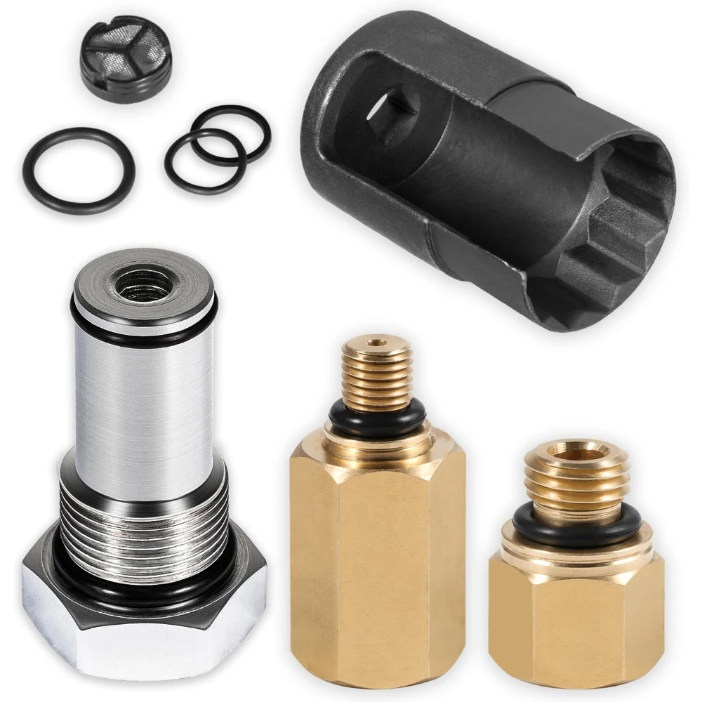 6.0 IPR Valve Socket & Oil Rail Adapters Kit & 6.0 High Pressure Oil Pump IPR Valve Air Test Fitting Tool with Seal Kit