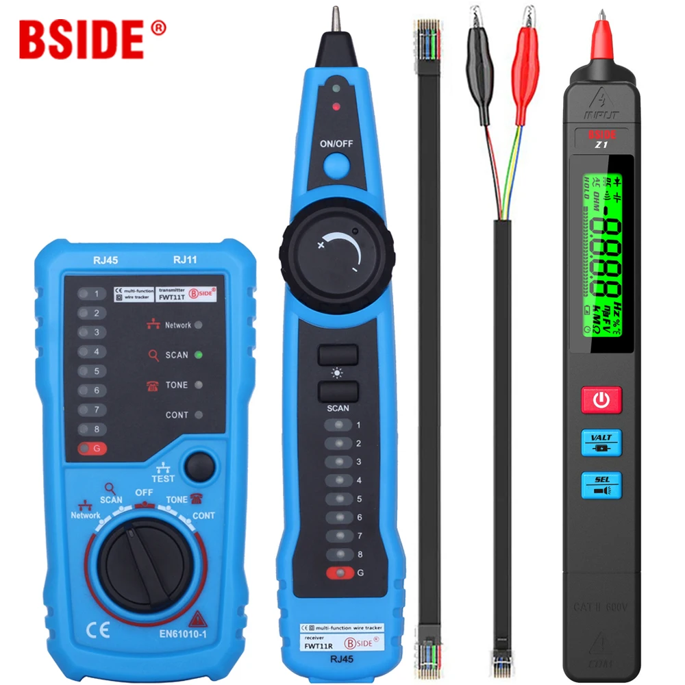 BSIDE FWT11 Network Cable Tester Detector RJ11 RJ45 Cat5 Cat6 Telephone Wire Tracker Tracer Toner Ethernet LAN Line Finder network cable tester