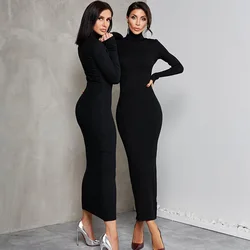 Dresses for Women 2023 Sexy Turtleneck Knitted Bodycon Dress Women Autumn Winter Long Sleeve Sweater Dress