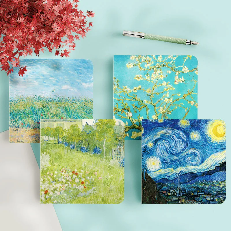 정사각형 노트 Monet Van Gogh의 유명한 그림 빈 내부 저널 일기장 사무실 학교 용품 문구