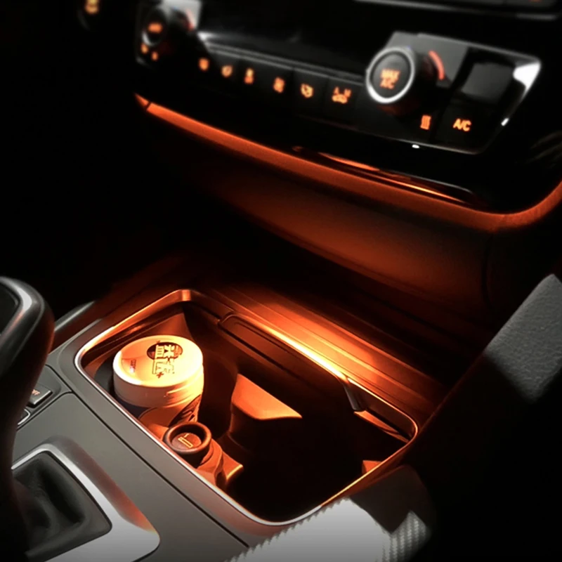 중앙 컵 홀더 재떨이 주변 조명 업그레이드 BMW F30 F32 F34 3 4 시리즈 자동차 인테리어 재떨이 조명 장식 램프