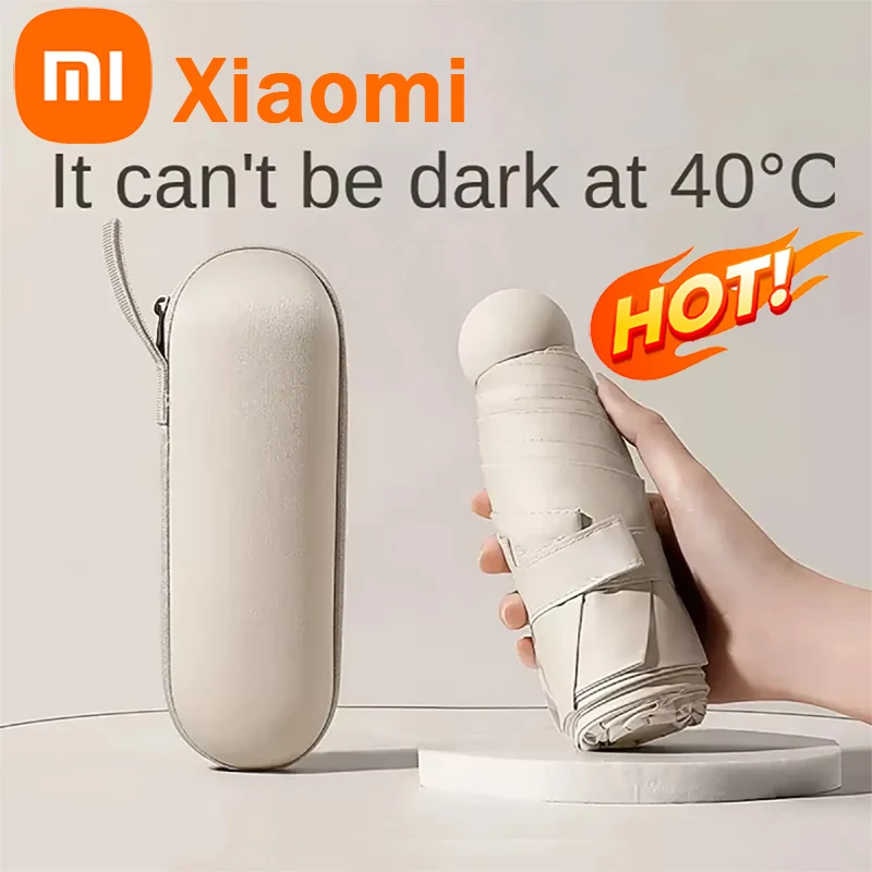 Xiaomi Mini Umbrella Eight-bone Portable Sunshade Black Rubber Alloy Handle Sun Rain Dual-use Collapsible Outdoor Umbrella