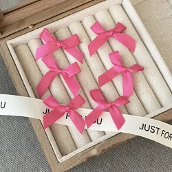 Set of 10 Ballet - Style Mini Bowknot Hair Clips - Sweet Ribbon Bow Hairpins in Pink, White, and Red (Light Rose Red)
