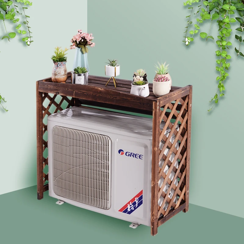 

Air Conditioning External Unit Shelf Balcony Outdoor Flower Stand Shield Protective Cover Shelves Solid Wood Host Cover