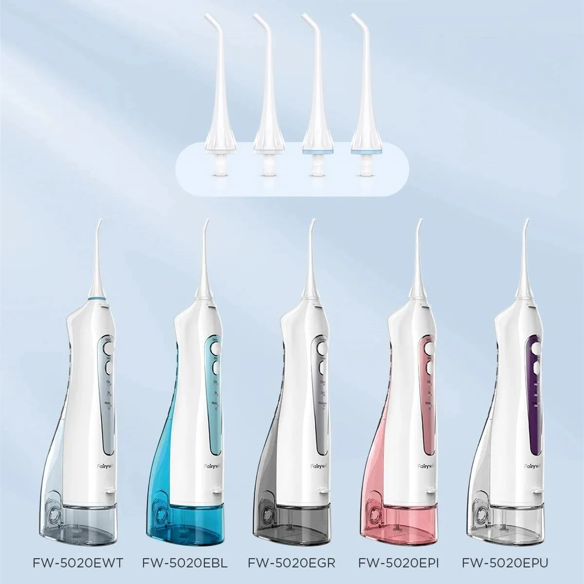 4 Pcs Fairywill Water Flosser Replacement Tips for the FW5020 Family Water Flosser Oral Irrigator Eco-Friendly Durable 6