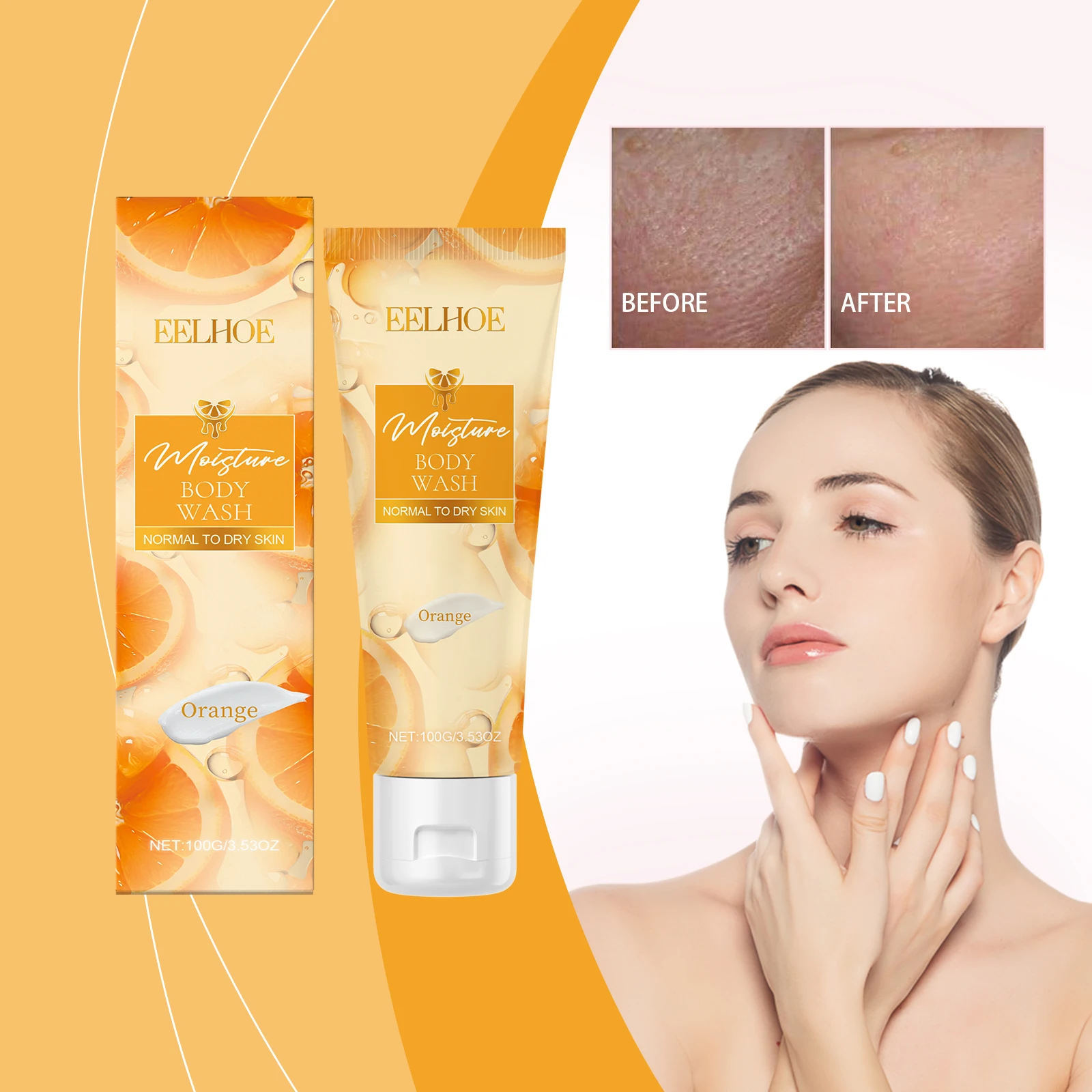 EELHOE Winter Orange Moisturizing Body Wash-100g 3-in-1 Shampoo, Conditioner, and Body Wash Convenient to Carry Travel Gear