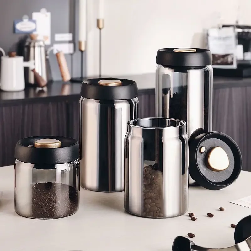 Coffee Beans Vacuum Sealed Jug Protect From Light Container Glass Airtight Canister Food Grains Candy Moisture-proof Storage Jar