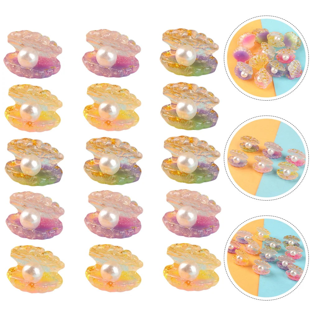 

18 Pcs Luminous Pearl Shell Mini Resin Crafts Decor Pearls Miniature Statue Tiny Fish Tank Decorations Desktop