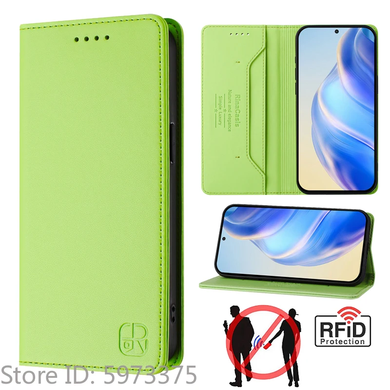 Premium Clamshell Leather Phone Case with Anti-theft Magnetic Flip Cover & Wallet Feature