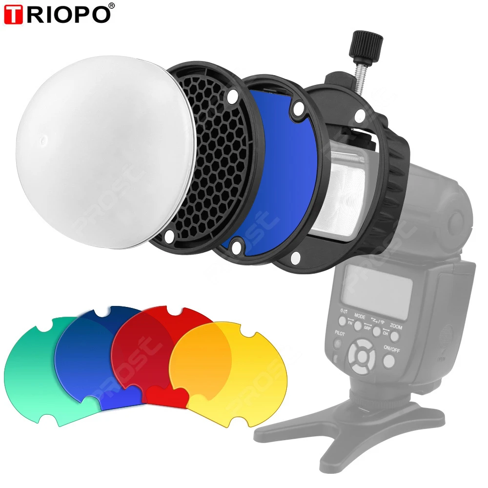 TRIOPO MagDome Color Filter Reflector Honeycomb Diffuser Ball Photo Accessories Kits for GODOX YONGNUO Flash Replace VS AK-R1