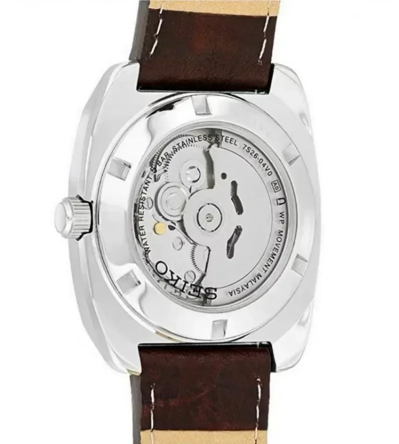 Original SEIKO Men Watches SNKP27 Series Automatic Self-Wind Mechanical Watch Square Multifunctional Luxury Leather Strap Watch mechanical watch
