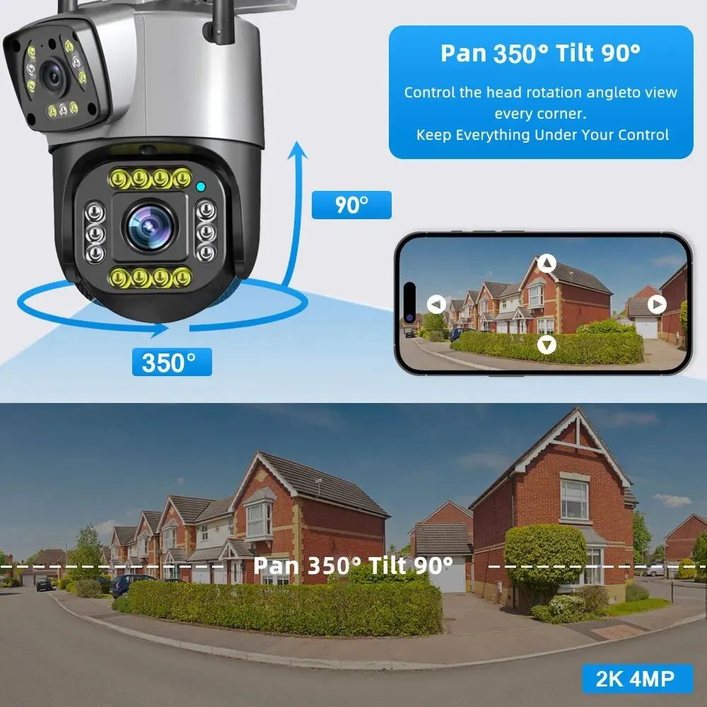 Dual Lens 4G IP Camera WiFi 8MP 4K Surveillance Cameras Wireless Outdoor Smart Home Night Vision V380 Digital Zoom CCTV Camara 2