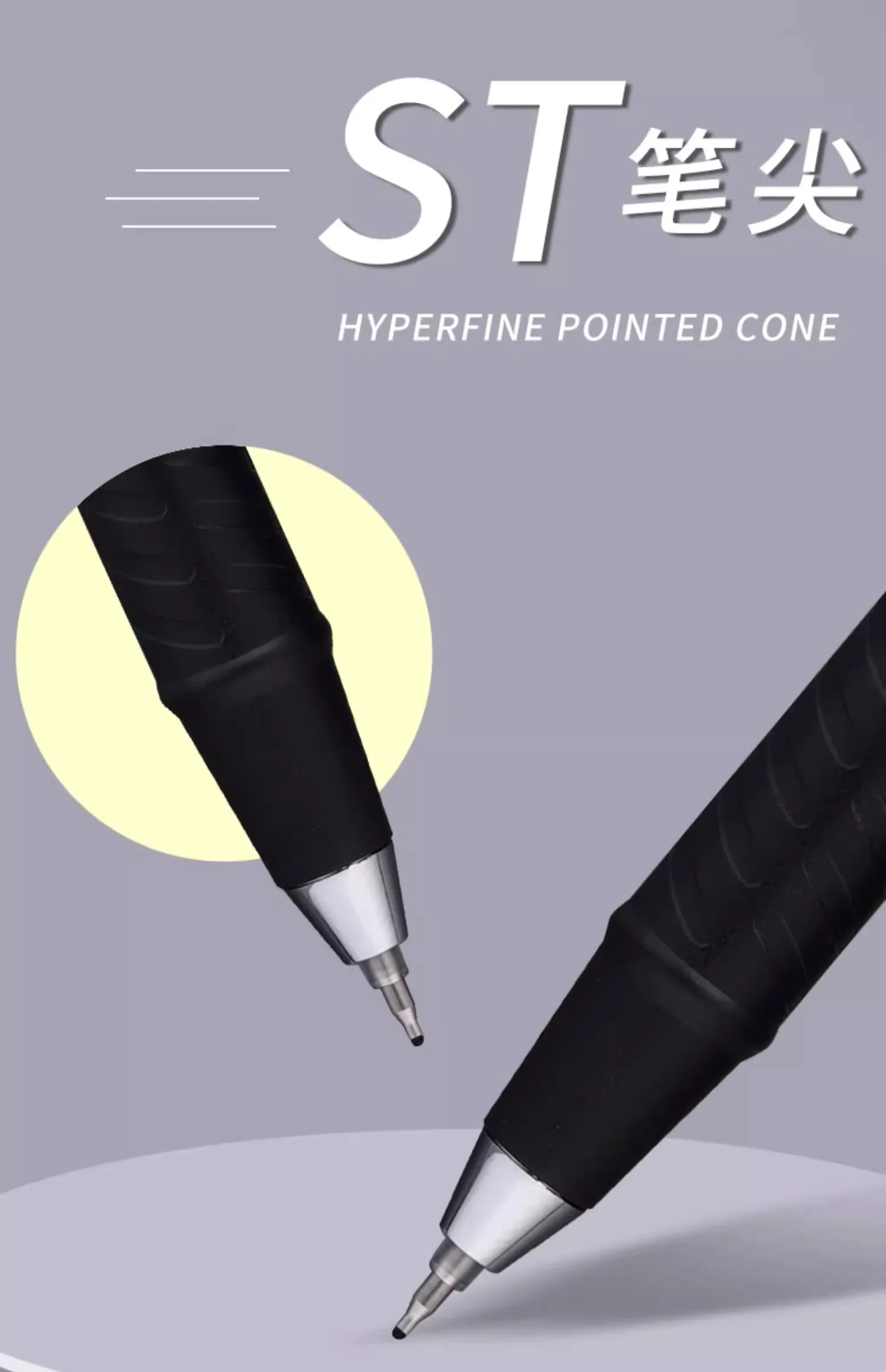 M&G Gelstift, 0,5 mm/ST-Spitze, schwarz, nachfüllbar, einfach und hochwertig, weißer Schaft, geeignet für Studenten und Bürogebrauch – Detail 9