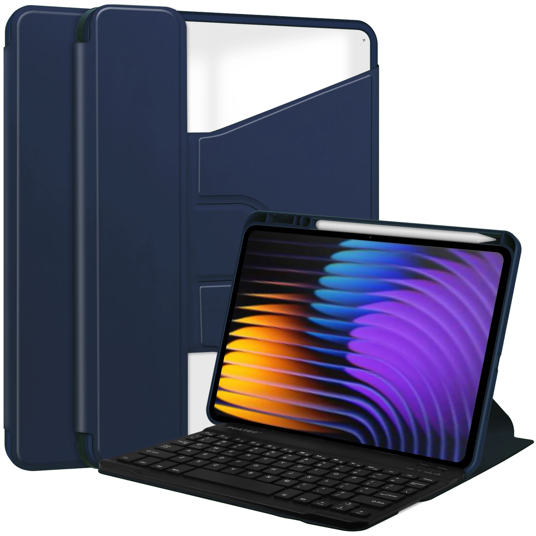 Detachable Wireless Keyboard Case with 360° Rotatable Stand & Smart Cover