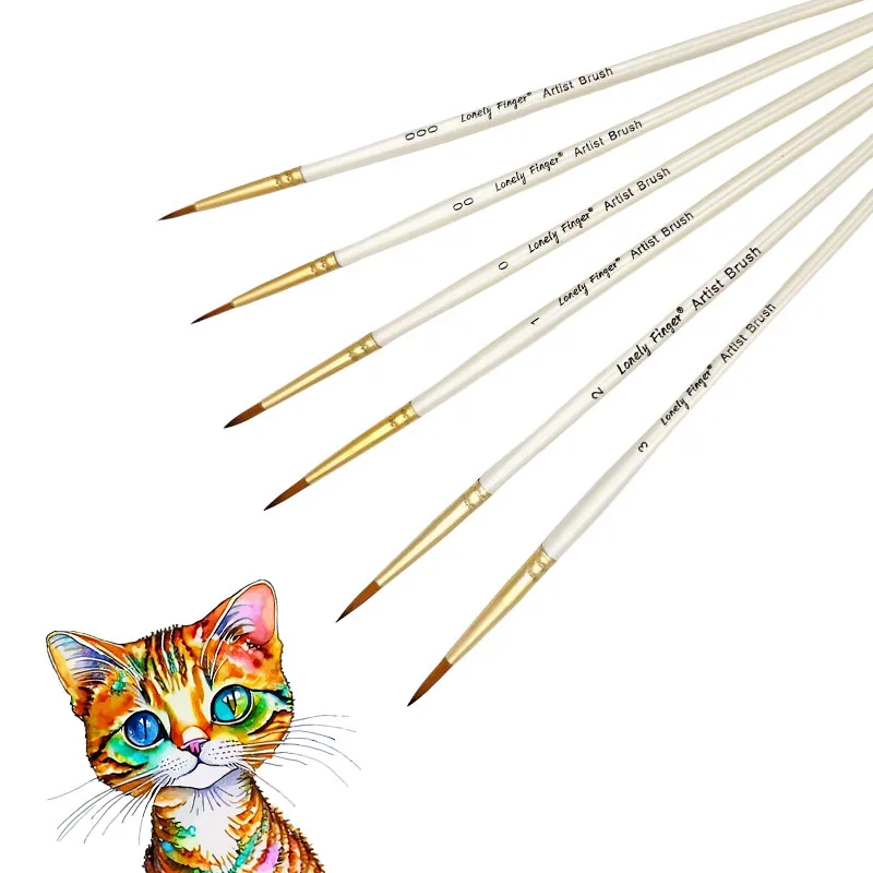 

6pcs Fine Liner Miniature Detail Paint Brush Set For Oil, Acrylic, Watercolor And Gouache DIY Painting Tools