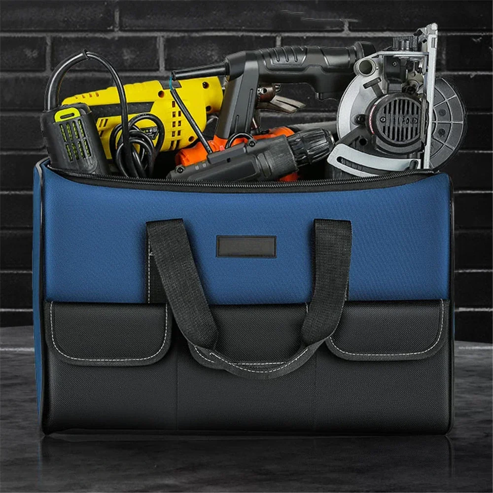 New Square Tool Bag with 30% More Capacity Waterproof Multi Pockets Tool Organizer Tool Pouch for Electrician Tools 5