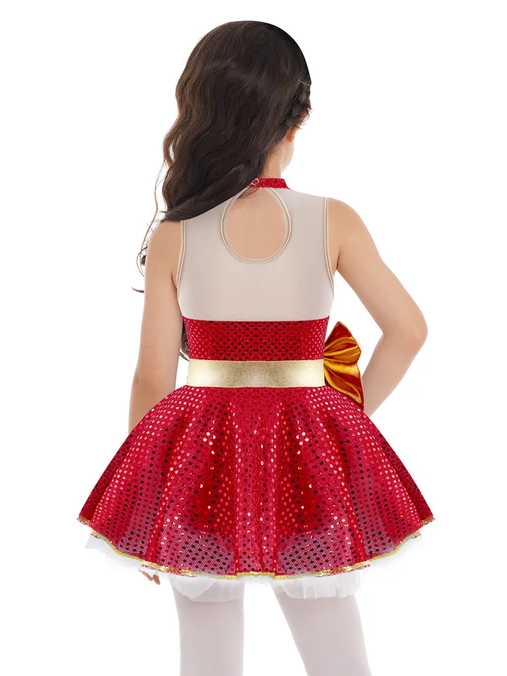 Girls Holiday Dress Moily Girls' Christmas Ice Skating Dress - Shiny  Rhinestone Ballet Leotard With Tutu Skirt, Long Sleeve
