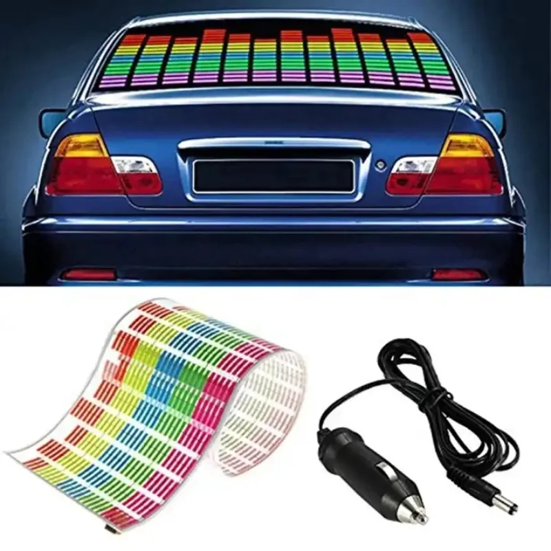 Car Sticker Music Rhythm LED Atmosphere Neon Light Decorate Window Sound Activated Equalizer Flash Strobe Rhythm Emergency Light