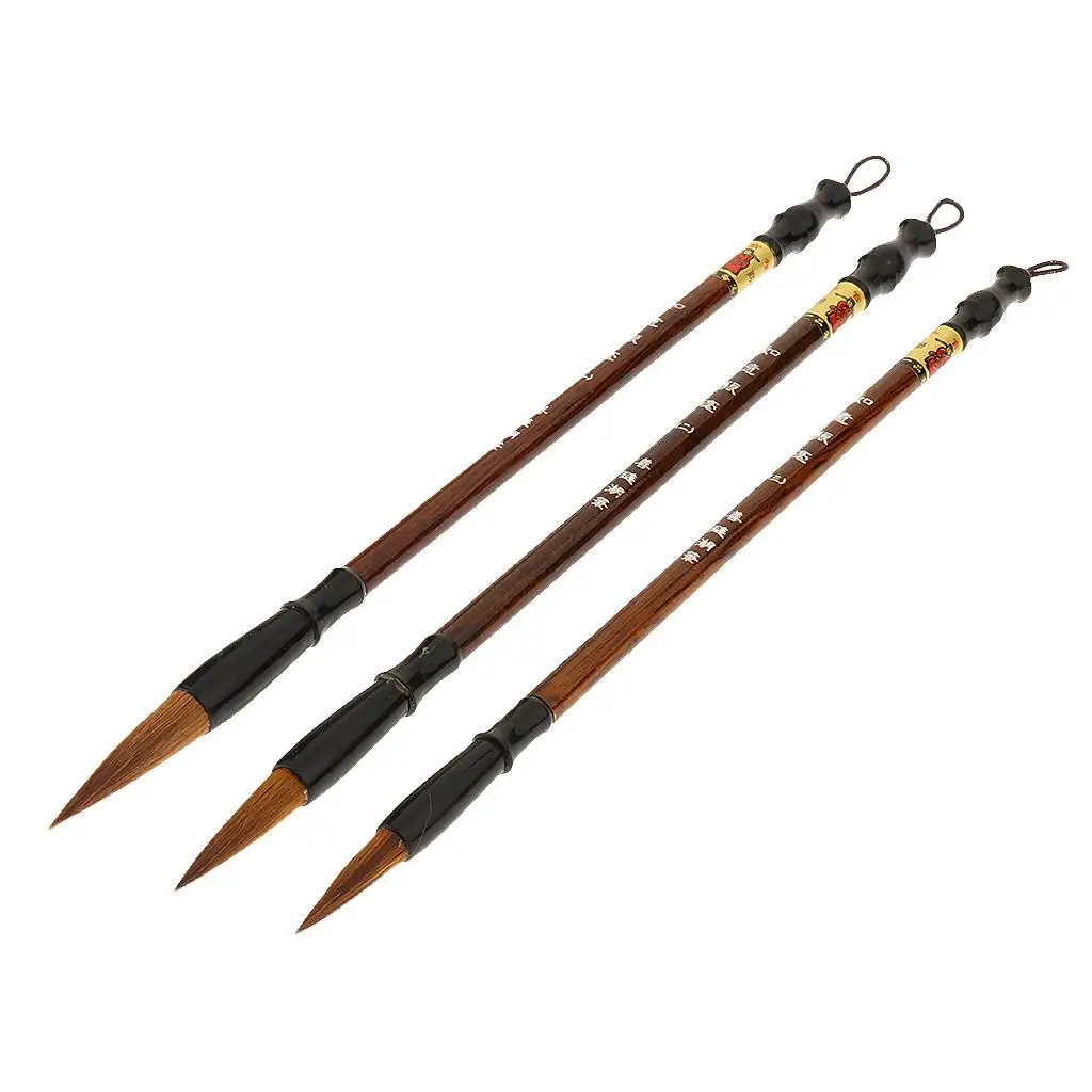 Pack of 3 Professional Chinese Calligraphy Kanji Japanese Sumi Drawing Brush Large, Small, Medium Size Pack of 3 Professional Chinese Calligraphy Kanji Japanese Sumi Drawing Brush Large, Small, Medium Size
