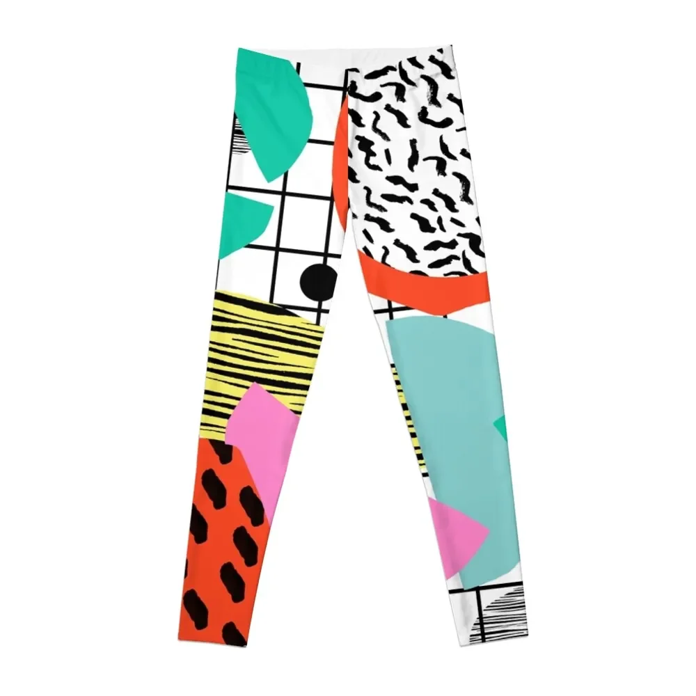 

Posse - 1980's style throwback retro neon grid pattern shapes 80's memphis design neon pop art Leggings