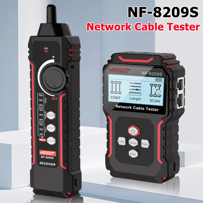 

NOYAFA NF-8209S Network Cable Tester Cable Tracker Cat5 Cat6 PoE Tester Detect Length Continuity Test with NCV & Lamp Cable Test
