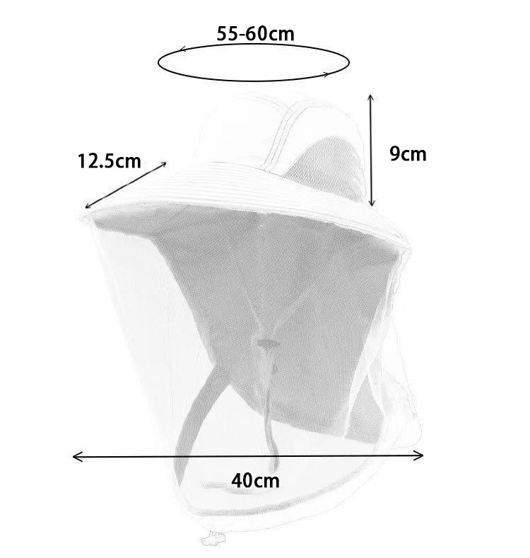 Description Picture 5 of itemMosquito Prevention Cap Fishing Insect Protective Hat Mosquito Head Net Full-Mesh Drawstring Windproof Strap Beekeeping Cap