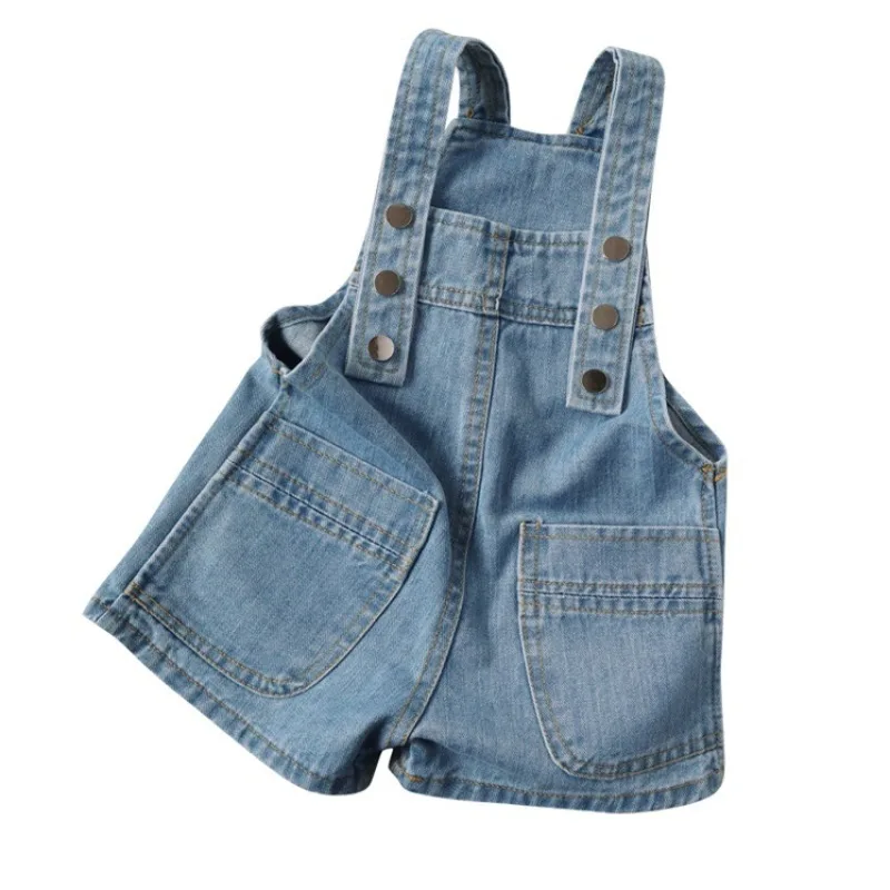 2024 Kids Summer New Fashion Girls Boys Thin Soft Denim Back Strap Shorts Casual Simple Children Shorts with Pocket