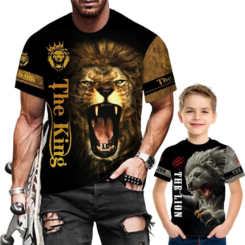 

Lion 3D Printed T-Shirt Men's Fashion O Neck Short Sleeve Street Fashion Hip Hop Trend Quick Dry Mens Clothes Camiseta