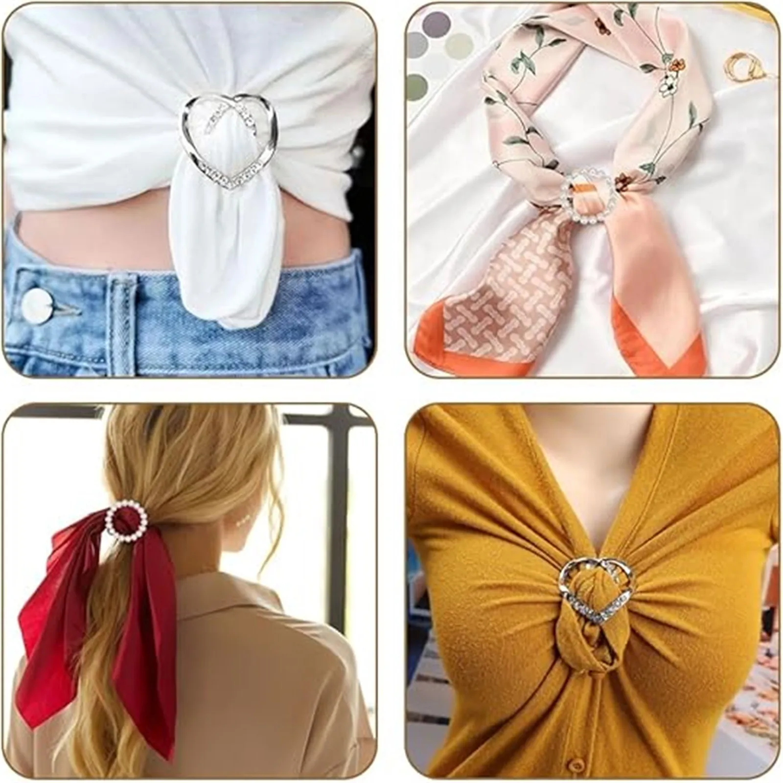 Neue Mode Ecke Saum Taille geknotete Broschen Kristall Perle Metall Hijab Schal Ring Knopf Hemd T-Shirt feste Schnalle Zubehör – Detail 14