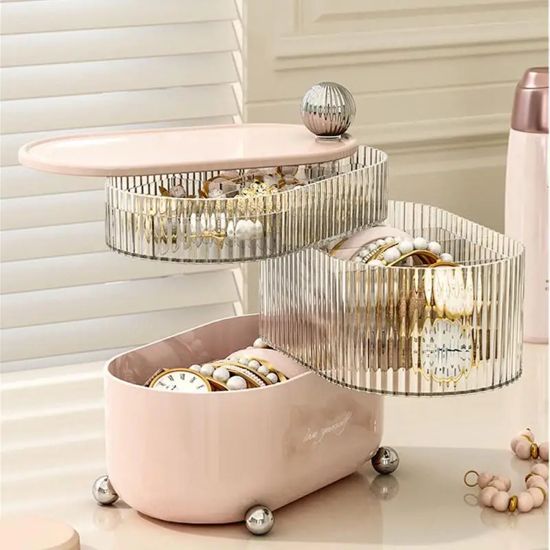 

Storage Box Transparent Rotate To Open And Close Makeup Organizer Compartment Storage Earring Box Jewelry Jewelry Box Dust-proof