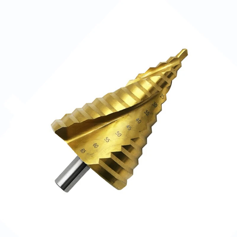 6-65mm Pagoda Shape Hss High Speed Steel Triangle Shank Shank Spiral Pagoda Metal Steel Step Drill Bit Hole Drill Cone Drill