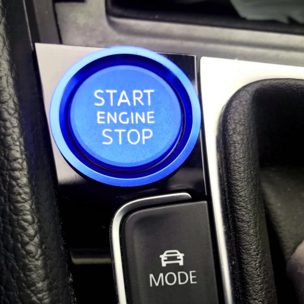 Car Engine Start Button Cover 2pcs Car Ignition Engine Push Start Stop Button Switch Cover Sticker for Volkswagen VW Golf 7 GTI R Jetta CC Troc Touran Arteon